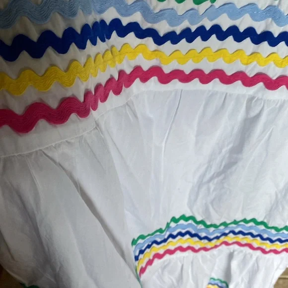 Crown & Ivy , Tiered, Ruffled, And Smocked RainbowWhte Dress 🌈 Cottagecore Large - Picture 8 of 10